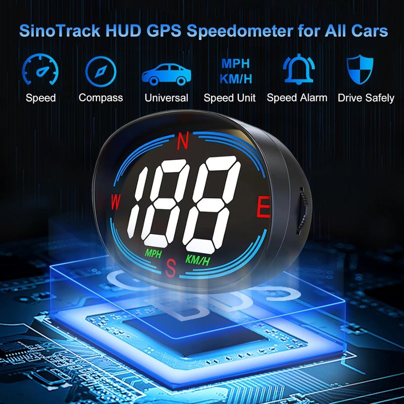 sinoTrack HUD GPS Speedometer Universal Car Heads-up Display 2.7inch MPH Speed Meter with Compass Over Speed Alarm for All Vehicle USB Connect Plug and Play - Image 2